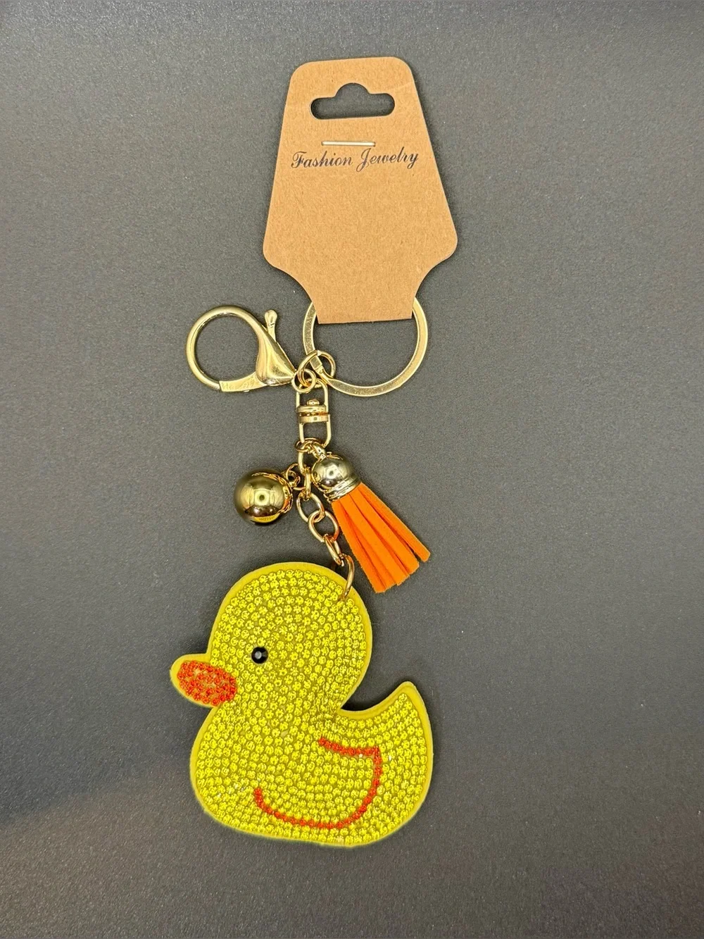 Rhinestone Yellow Duck Keychain BNWT